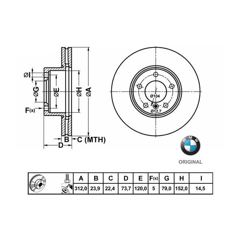 312x24mm Brzdové kotúče Originál BMW predná náprava FACELIFT (318i, 318d, ) 34118848417