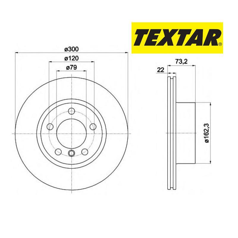 300x22mm Brzdové kotúče TEXTAR predná náprava (120d) 92238505