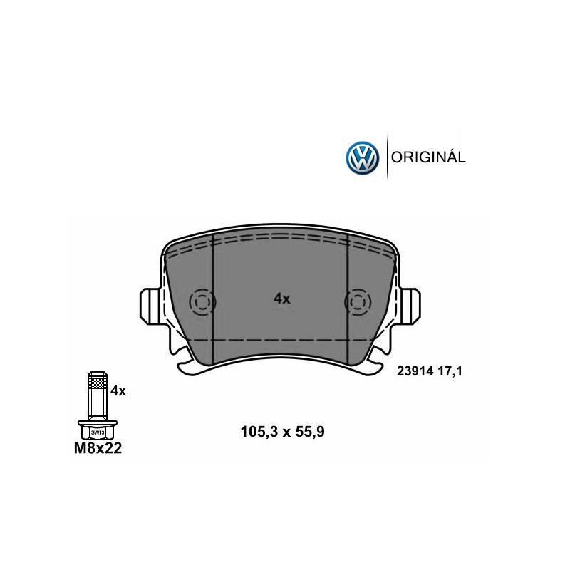 Brzdové platničky pre kotúč 310mm zadné Originál Volkswagen 1K0698451G