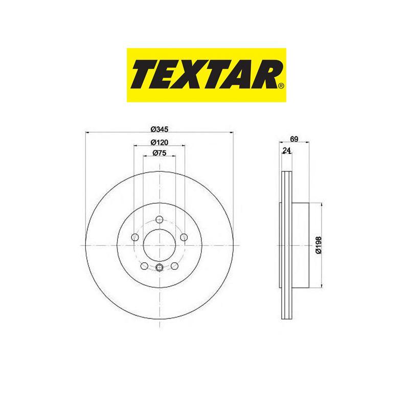 345x21mm Brzdové kotúče TEXTAR zadná náprava (520d, 530d, 530dX, 535d) 92253925