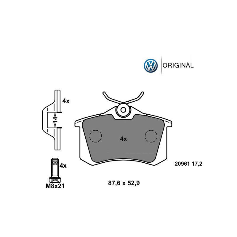 Brzdové platničky pre kotúč 232mm zadné Originál Volkswagen 1