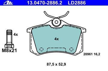 Brzdové platničky ATE Ceramic pre kotúč 256mm zadné 1