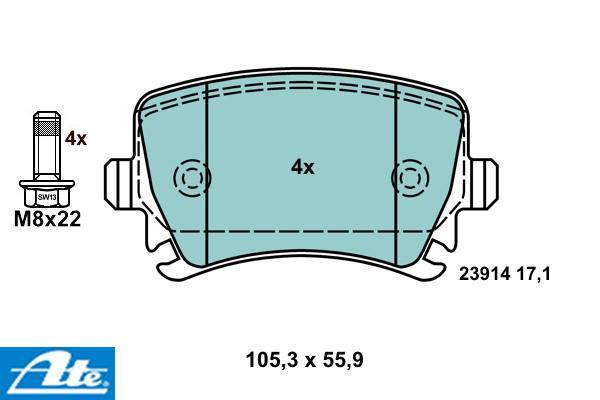 Brzdové platničky ATE Ceramic pre kotúč 286mm a 310mm zadné 13.0470-2880.2