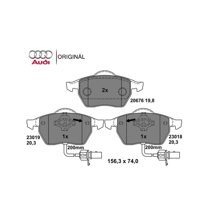 Brzdové platničky pre kotúč 288mm a 312mm predné so senzorom Originál AUDI 4B0698151J