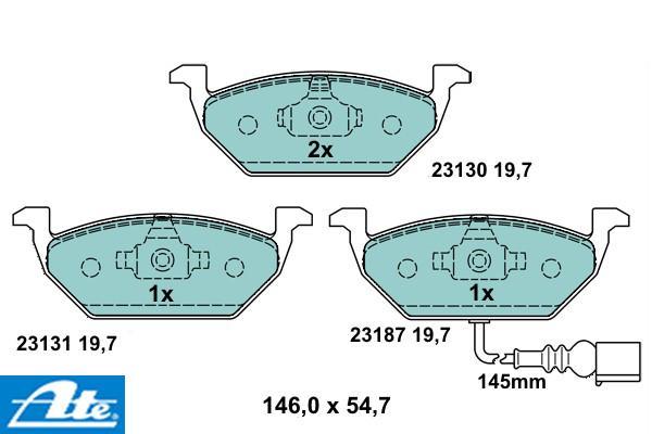 Brzdové platničky ATE Ceramic pre kotúč 256 a 280mm predné so senzorom 13.0470-7117.2