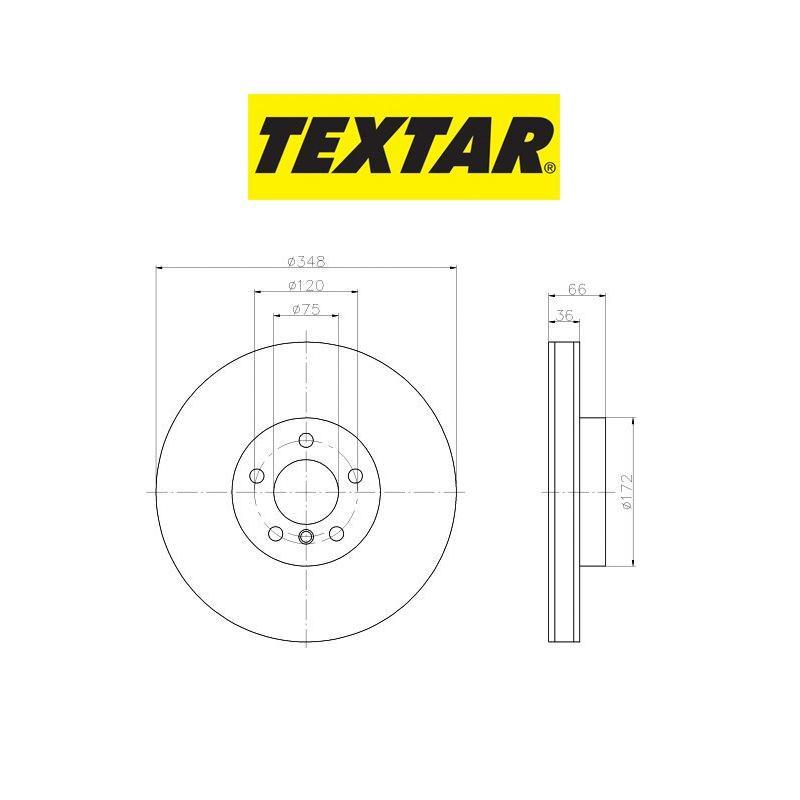 348x36mm Brzdové kotúče TEXTAR predná náprava (520d, 530d, 530dX, 535d) 92253825