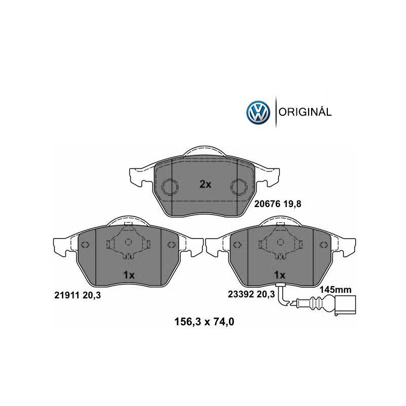 Brzdové platničky pre kotúč 288mm a 312mm predné Originál Volkswagen 1J0698151M