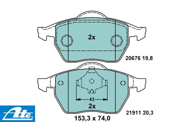 Brzdové platničky ATE Ceramic pre kotúč 288 a 312mm predné 13.0470-7081.2