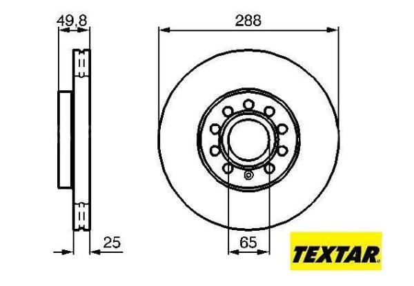 288x25mm Brzdové kotúče predná náprava TEXTAR 92074203