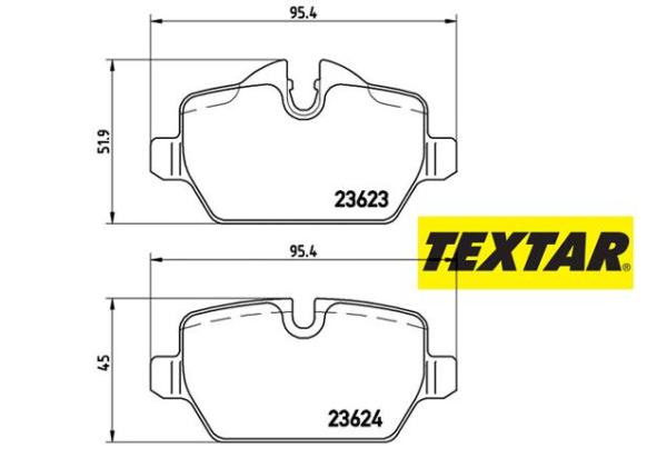 Brzdové platničky TEXTAR zadná náprava (116i, 118i, 120i, 116d, 118d) 2362303