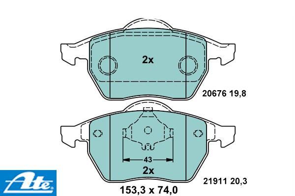 Brzdové platničky ATE Ceramic pre kotúč 288mm a 312mm predné