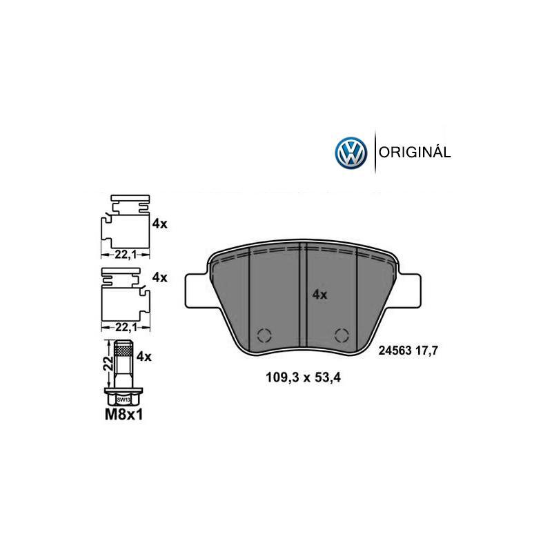 Brzdové platničky pre kotúč 272x9,7mm zadné Originál Volkswagen 5K0698451A