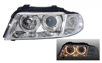 Predné svetlomety design angel eyes AUDI A4 chrom