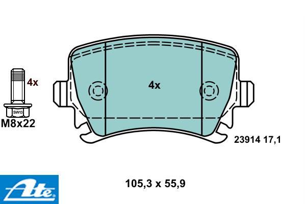 Brzdové platničky ATE Ceramic pre kotúč 286mm a 310mm zadné 13.0470-2880.2