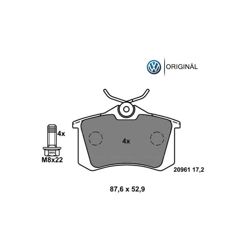 Brzdové platničky pre kotúč 253x10mm zadné Originál Volkswagen 1K0698451J