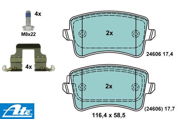 Brzdové platničky ATE Ceramic pre kotúč 300mm a 330mm zadné so senzorom 13.0470-2747.2