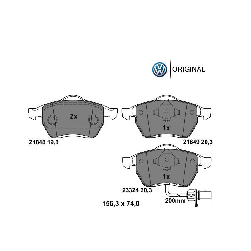 Brzdové platničky pre kotúč 288mm predné so senzorom Originál Volkswagen 7M3698151