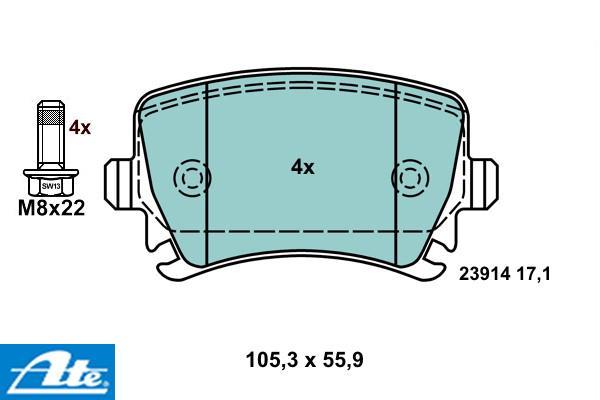 Brzdové platničky ATE Ceramic pre kotúč 282mm zadné 13.0470-2880.2