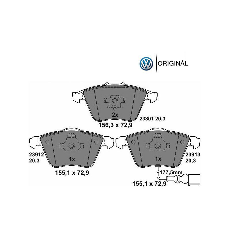 Brzdové platničky pre kotúč 345mm predné so senzorom Originál Volkswagen 1K0698151B