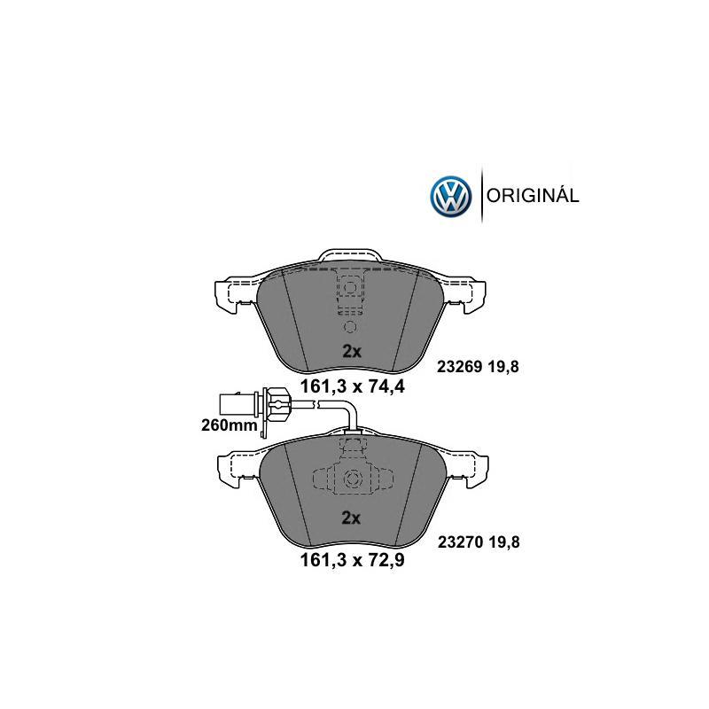 Brzdové platničky pre kotúč 313mm predné so senzorom Originál Volkswagen 7M3698151A