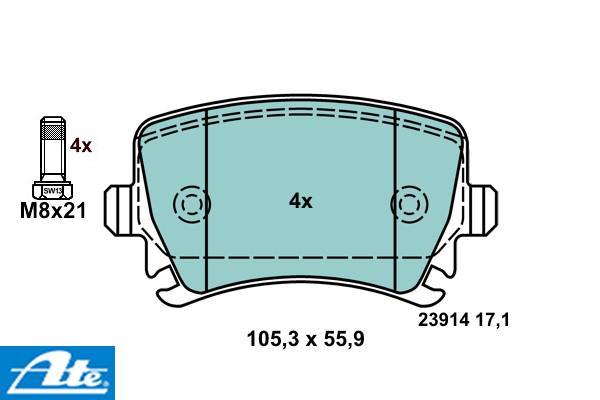 Brzdové platničky ATE Ceramic pre kotúč 302mm zadné 13.0470-2880.2