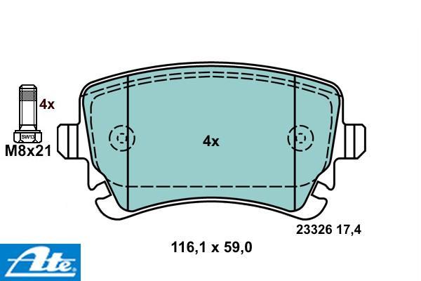 Brzdové platničky ATE Ceramic pre kotúč 330mm zadné 13.0470-2888.2