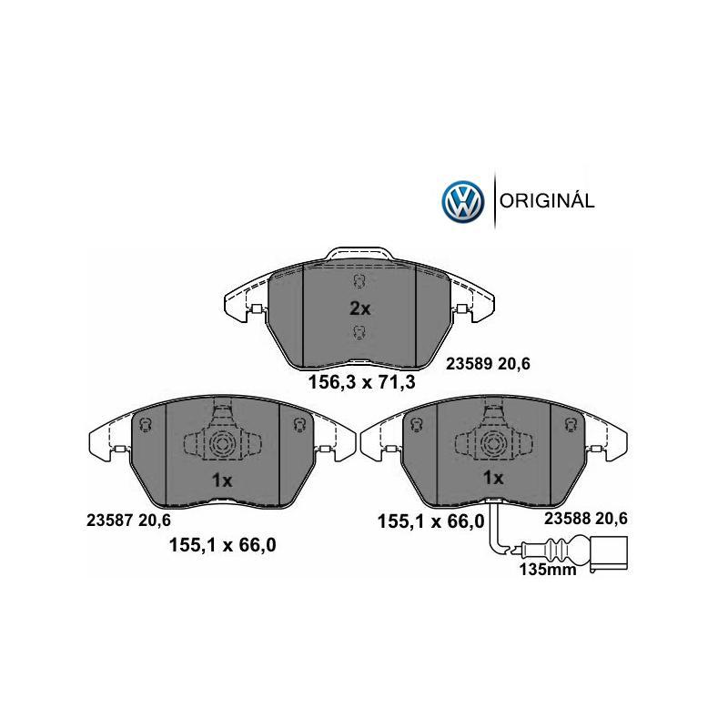 Brzdové platničky pre kotúč 312mm predné so senzorom Originál Volkswagen 3C0698151C