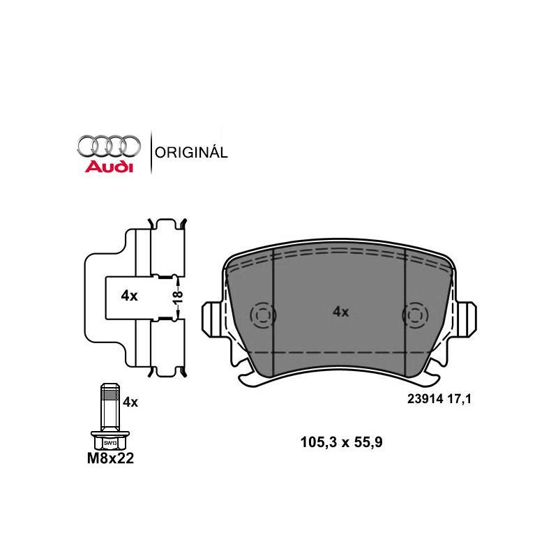 Brzdové platničky pre kotúč 302mm zadné so senzorom Originál AUDI 1K0698451H