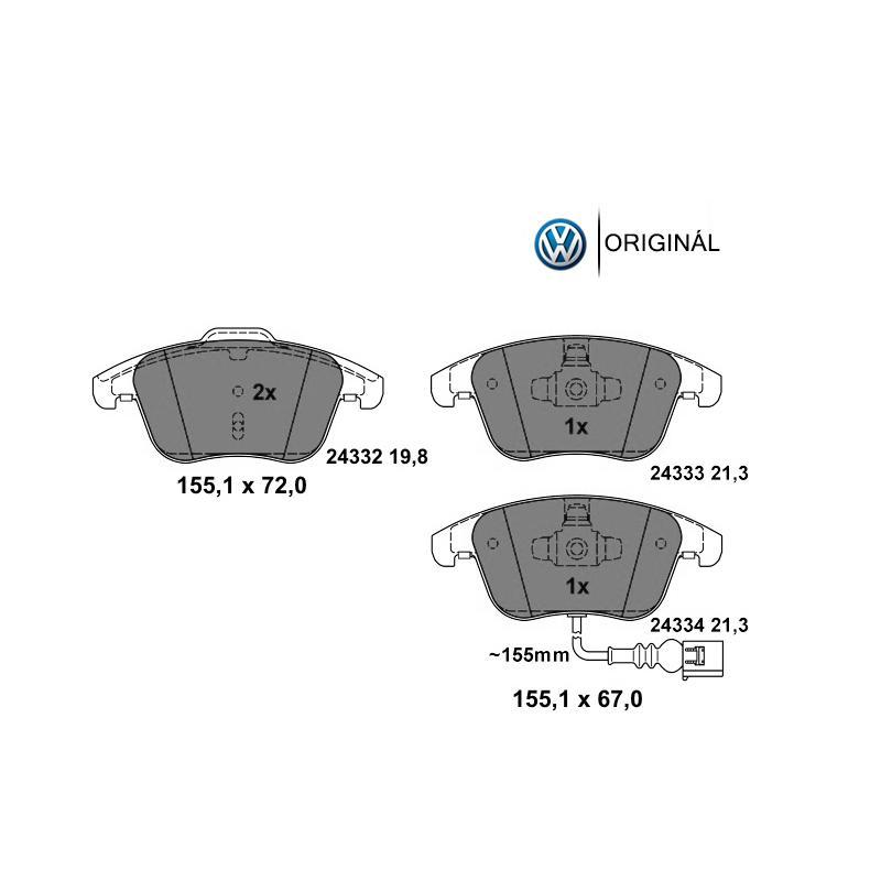Brzdové platničky pre kotúč 312mm predné so senzorom Originál Volkswagen 5N0698151