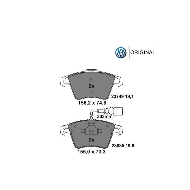 Brzdové platničky pre kotúč 308mm predné so senzorom Originál Volkswagen 7L6698151B