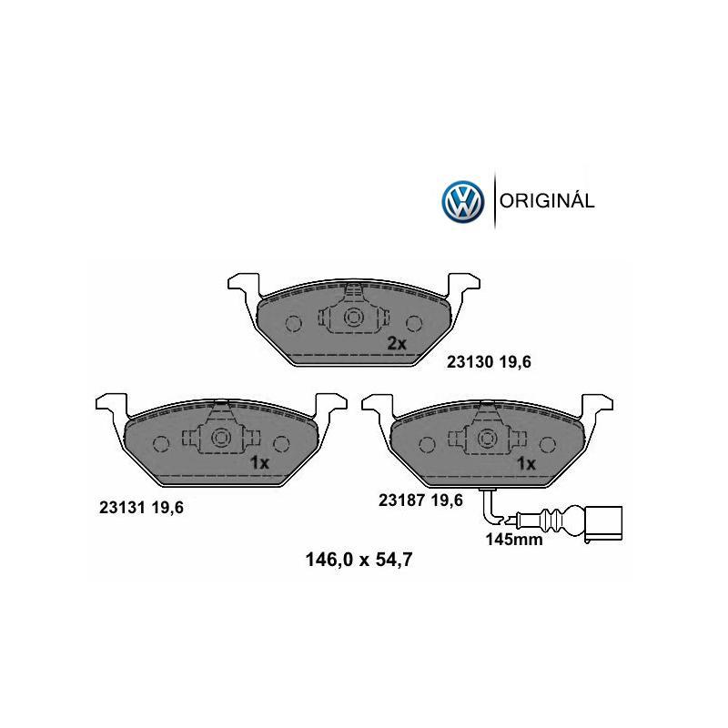 Brzdové platničky pre kotúč 256 a 280mm predné Originál Volkswagen 1J0698151C
