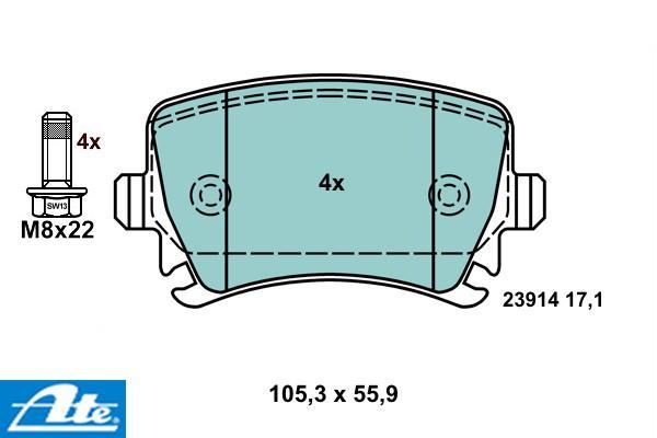 Brzdové platničky ATE Ceramic pre kotúč 286mm zadné 13.0470-2880.2