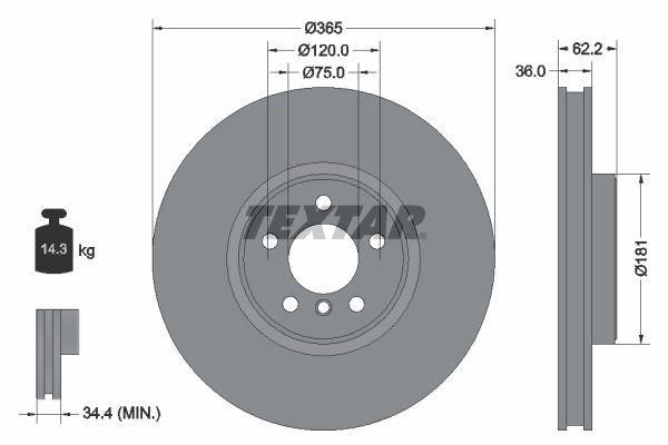 365x36mm Brzdové kotúče TEXTAR predná náprava (3.0sd, 4.8i) 92161005