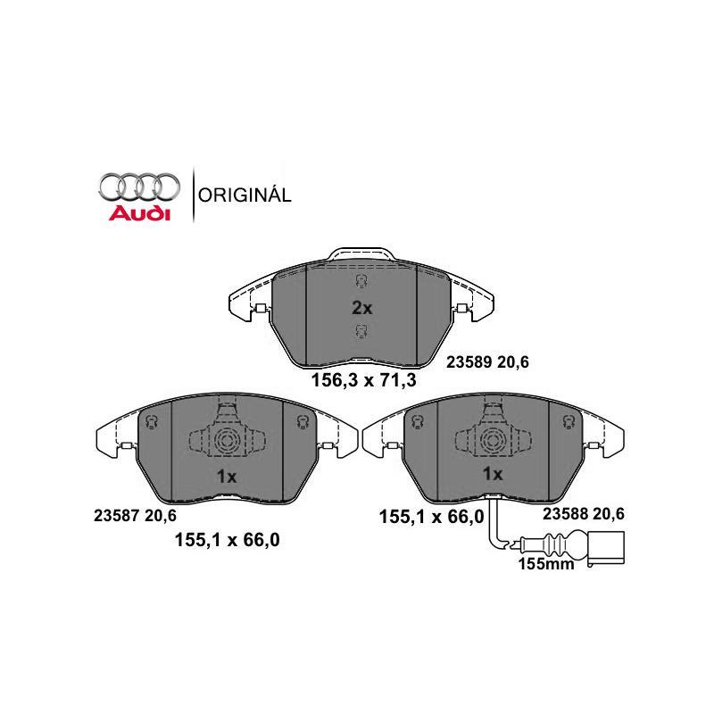 Brzdové platničky predné pre kotúč 288 a 312mm predné  Originál AUDI JZW698151B