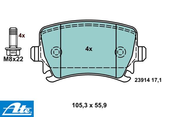 Brzdové platničky ATE Ceramic pre kotúč 256mm a 282mm zadné - 13.0470-2880.2