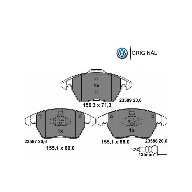 Brzdové platničky pre kotúč 288mm predné so senzorom Originál Volkswagen