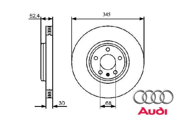 345mm x 30mm Brzdové kotúče predné Originál Audi 4G0615301