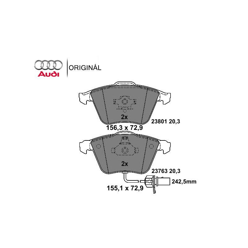 Brzdové platničky pre kotúč 321mm a 347mm predné so senzorom Originál AUDI 4E0698151M