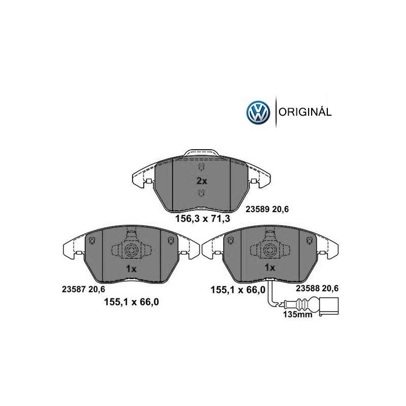 Brzdové platničky pre kotúč 288x25mm a 312x25mm predné Originál Volkswagen 5K0698151