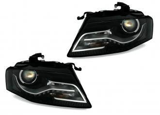Predné svetlomety Audi A4 bez xenónov s LED pásom - denné svietenie