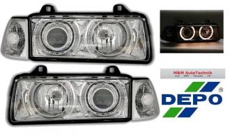 Predné svetlomety BMW E36 angel eyes DEPO chrómové