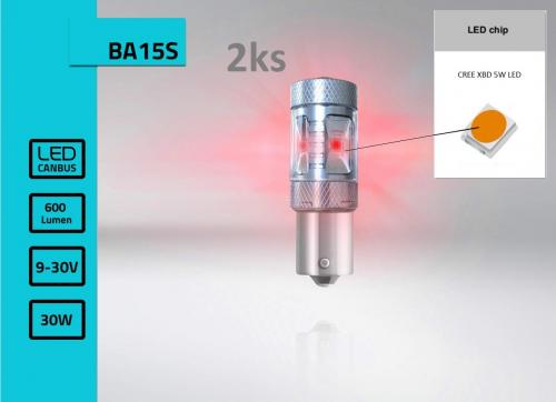 LED žiarovky červené- sada BAU15S (vhodné do zadných a brzdových svetiel - (Dvojvlákno)
